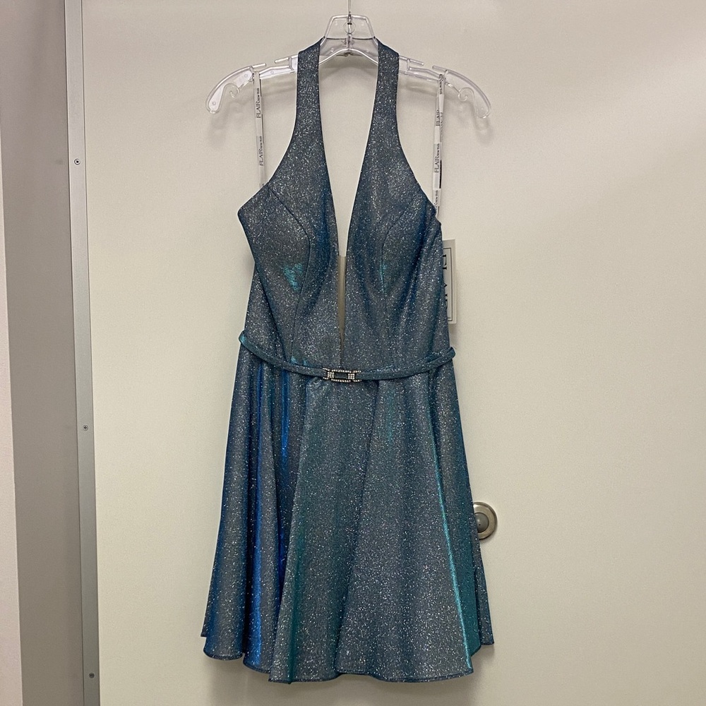Shimmering Blue Halter Dress